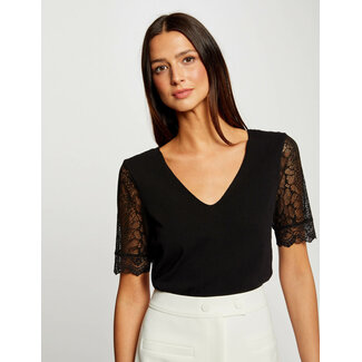 Morgan Jumper short-sleeves with lace 232-Mbip black