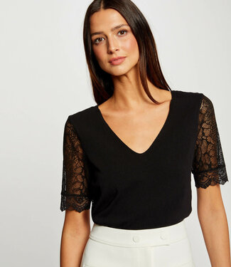 Morgan Jumper short-sleeves with lace 232-Mbip black