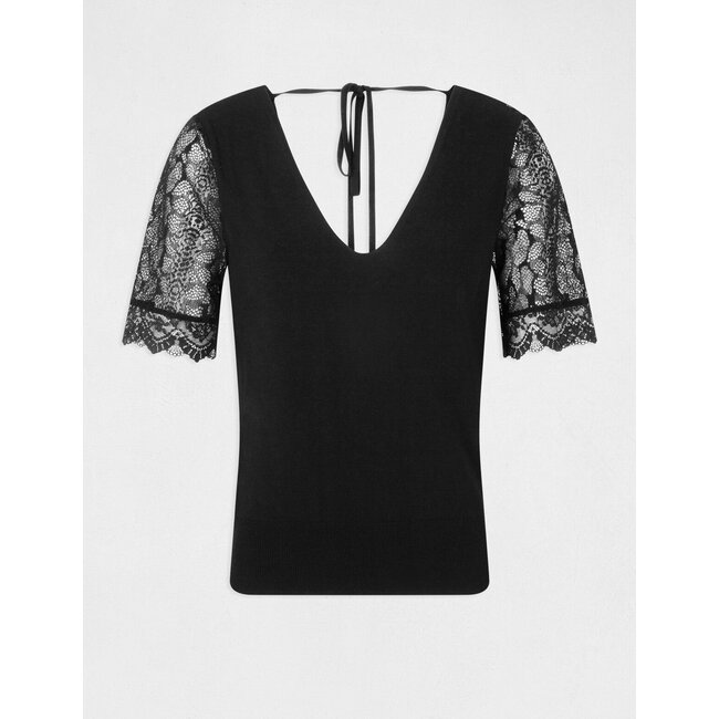 Morgan Jumper short-sleeves with lace 232-Mbip black
