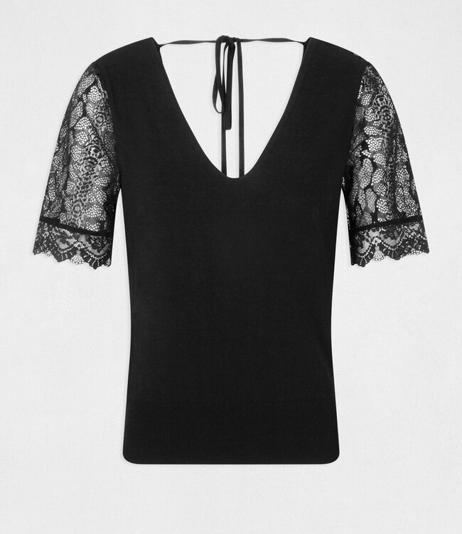 Morgan Jumper short-sleeves with lace 232-Mbip black