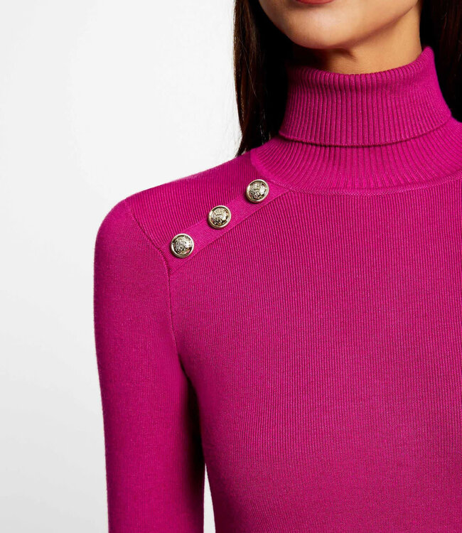 Morgan Getailleerde trui jurk met col 232-Rmclap Raspberry