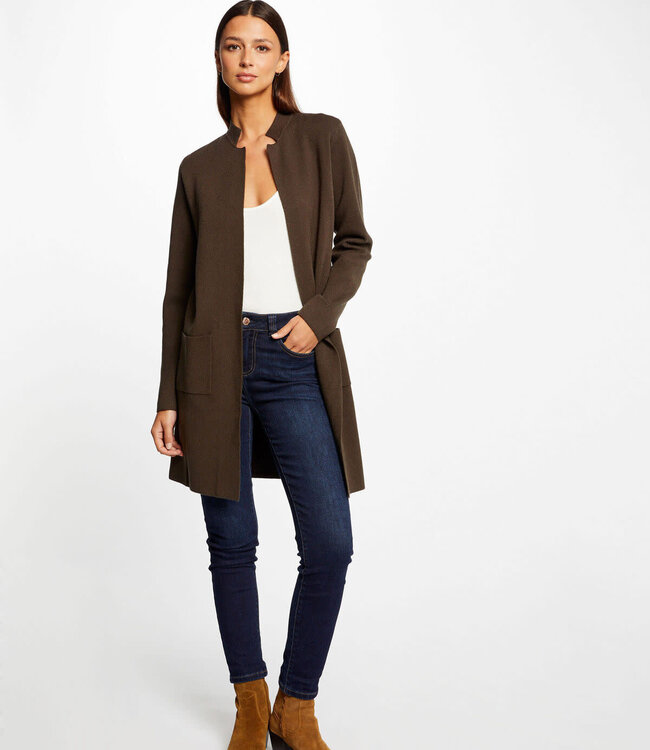 Morgan Lang recht vest met open kraag 232-Mbloom donkergroen