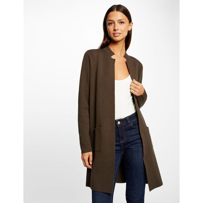 Morgan Lang recht vest met open kraag 232-Mbloom donkergroen