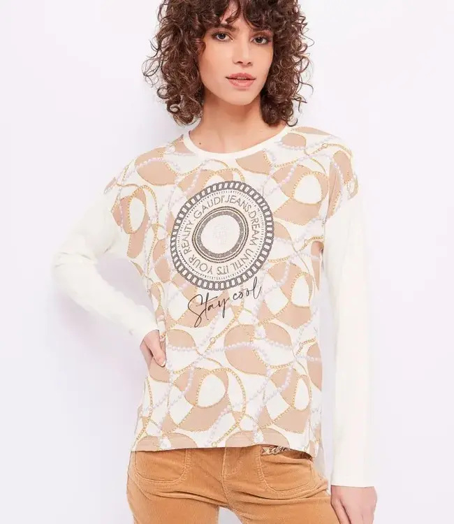 GAUDI T-shirt with print and rhinestones BD64011
