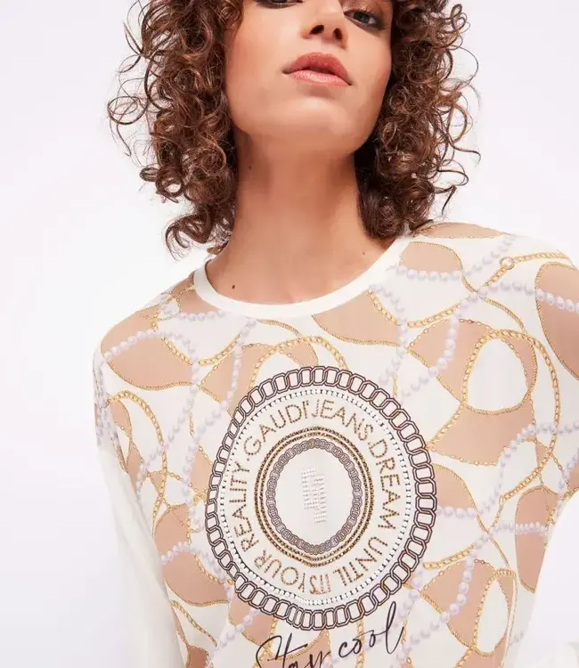 GAUDI T-shirt with print and rhinestones BD64011