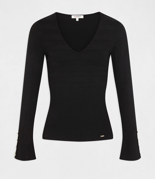 Morgan Long-sleeved jumper with V-neck 232-Mzaza black