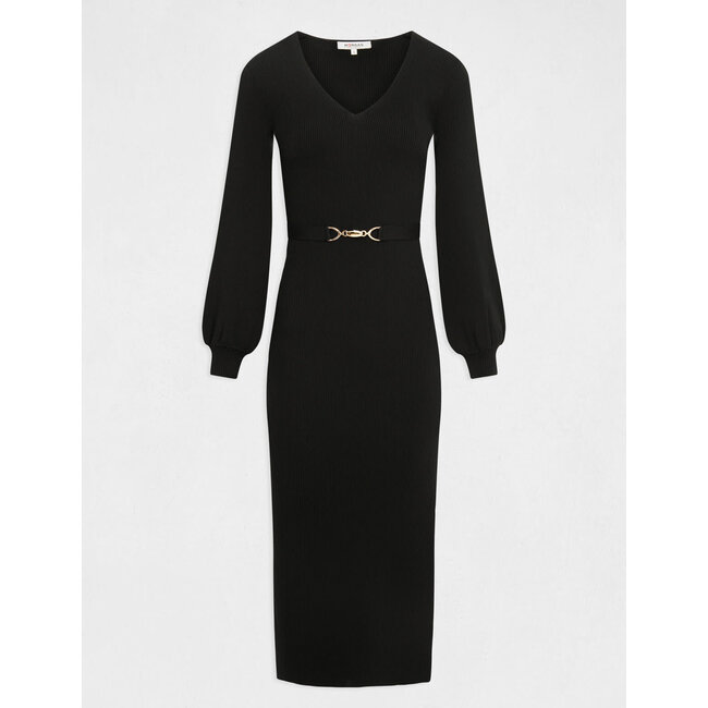 Morgan Fitted maxi jumper dress with ornament 232-RMmrosa  black