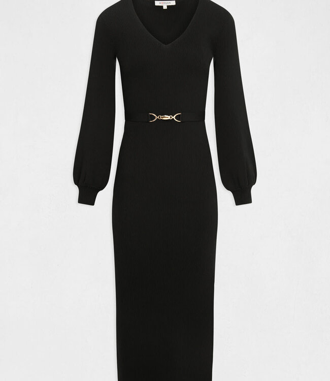 Morgan Fitted maxi jumper dress with ornament 232-RMmrosa  black