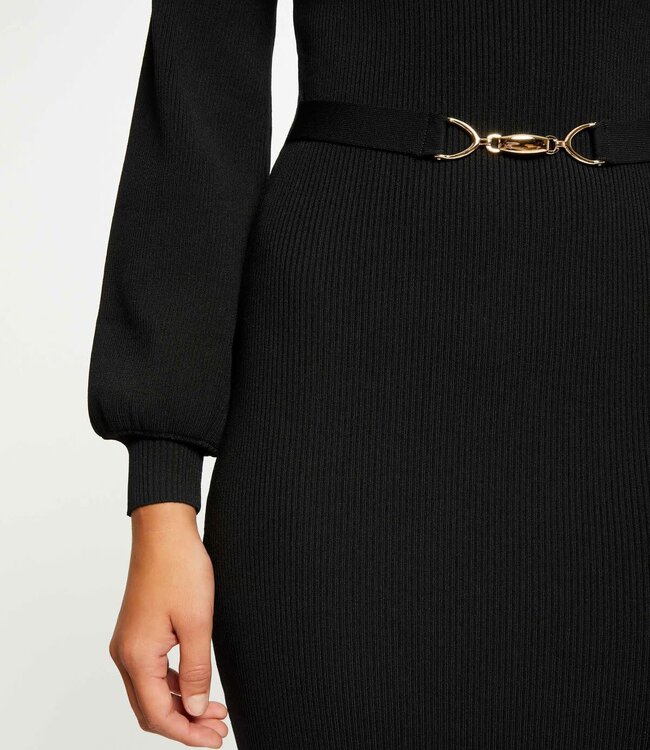 Morgan Fitted maxi jumper dress with ornament 232-RMmrosa  black