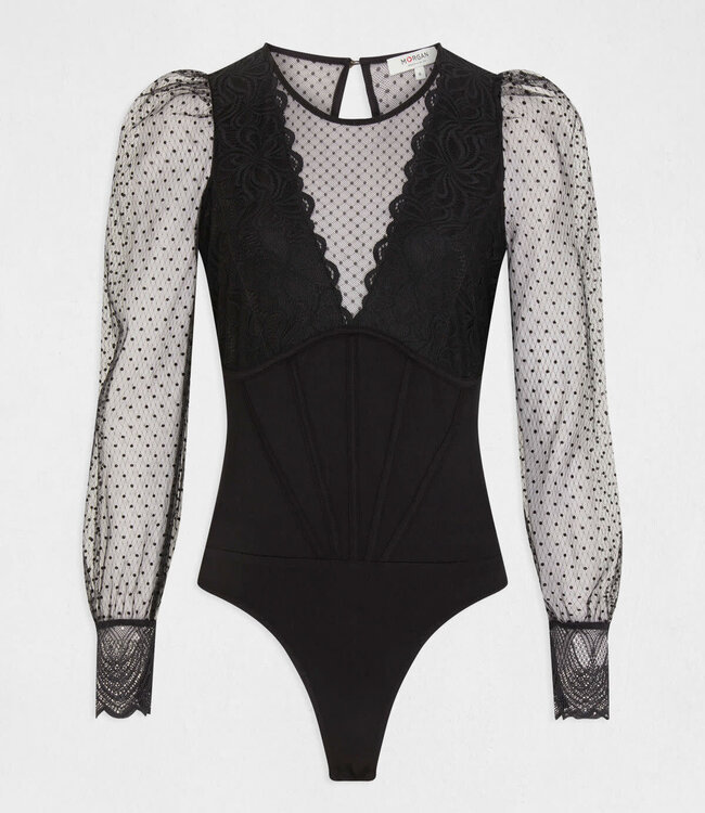 Morgan Long-sleeved body with dobby spot 232-Talio  black