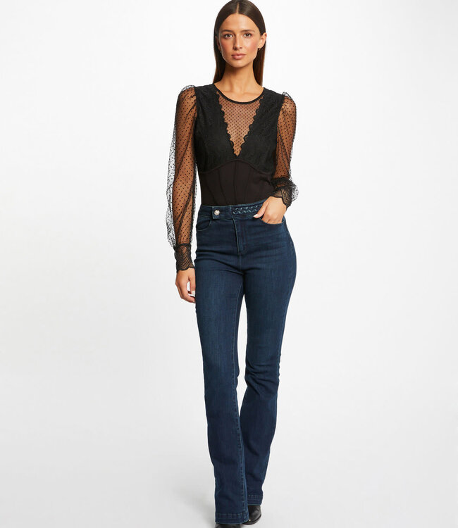 Morgan Long-sleeved body with dobby spot 232-Talio  black