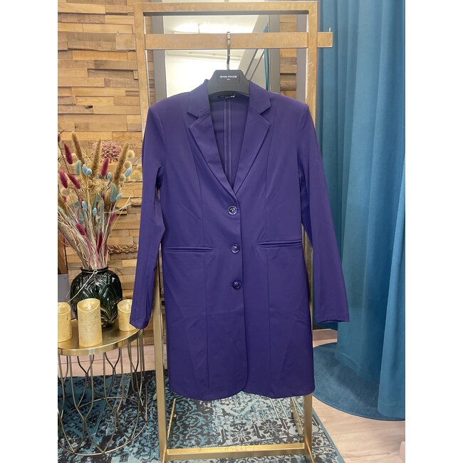 MI PIACE Travel Lange Blazer Uni Aubergine 2132