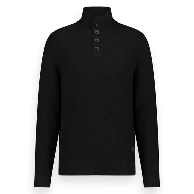 TWINLIFE Men Pullover Half Button Knit TW34405 Black