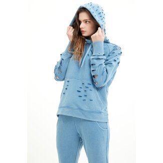 SCR Nirora Hoodie met gescheurde details 21360 Blauw