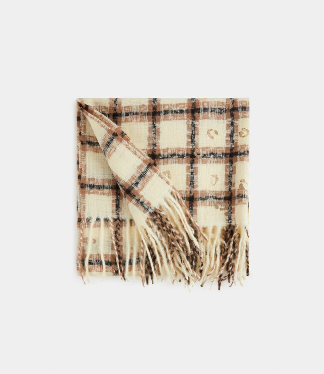 Morgan Scarf with fringes and check print 232-5Chic