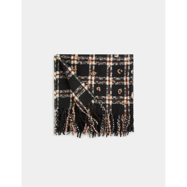 Morgan Scarf with fringes and check print 232-5Chic
