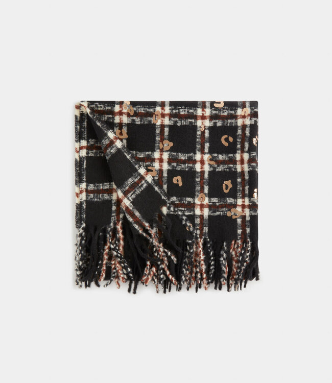 Morgan Scarf with fringes and check print 232-5Chic