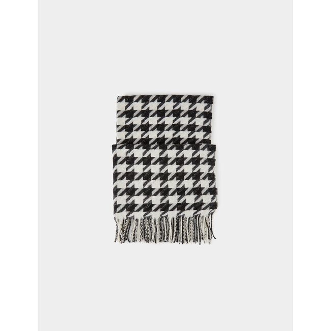 Morgan Scarf with fringes and houndstooth print 232-5Pcoq