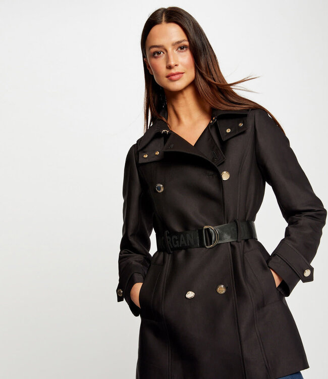Morgan Straight belted trenchcoat with hood 232-Genet black