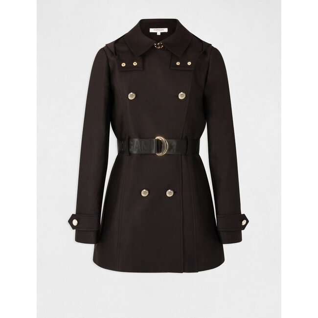 Morgan Straight belted trenchcoat with hood 232-Genet black