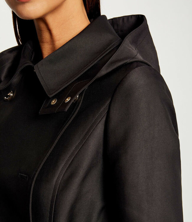 Morgan Straight belted trenchcoat with hood 232-Genet black
