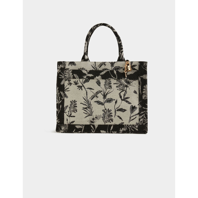 Morgan Shopper bag with vegetal print 232-2Libecab black