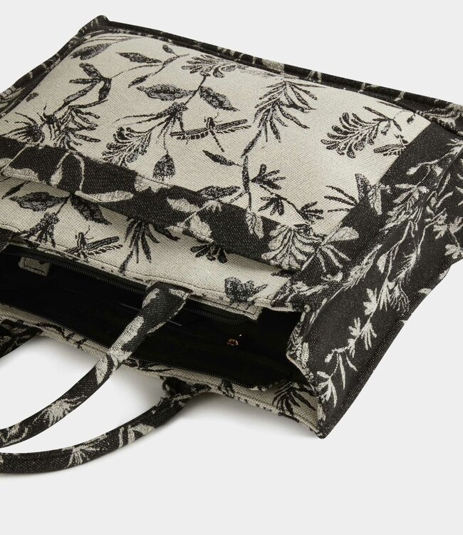 Morgan Shopper bag with vegetal print 232-2Libecab black