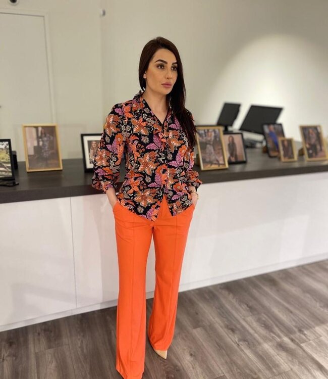 G-maxx Bette Blouse 24VZG25 Zwart/Poppy