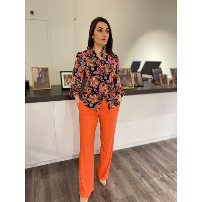 G-maxx Bette Blouse 24VZG25 Zwart/Poppy