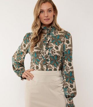 G-maxx Bette Blouse 24VFG25 Zand/Bermudablauw