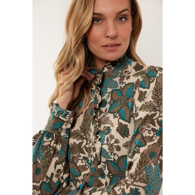 G-maxx Bette Blouse 24VFG25 Zand/Bermudablauw