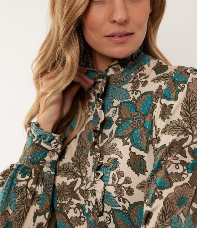 G-maxx Bette Blouse 24VFG25 Zand/Bermudablauw