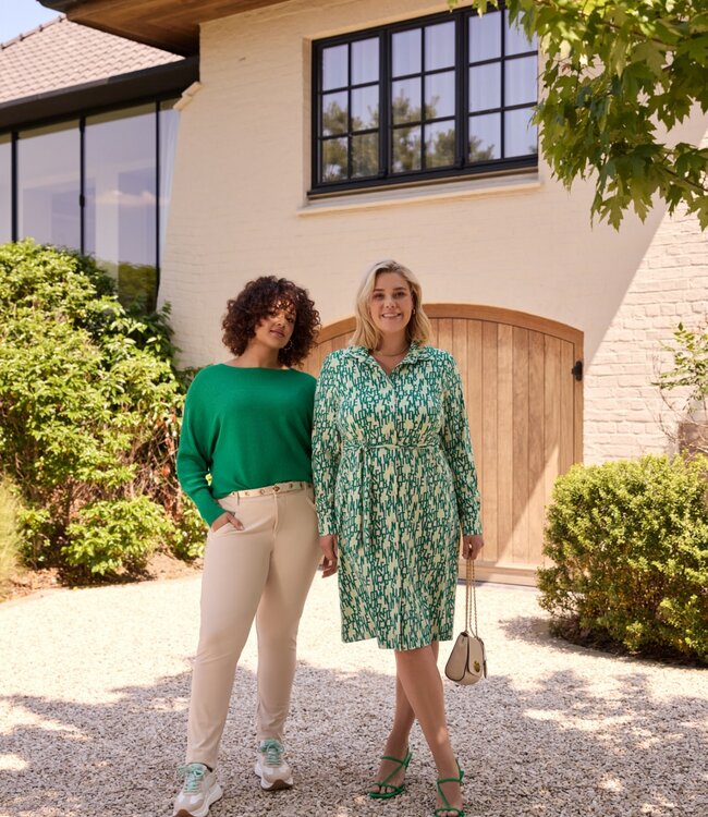 Exxcellent Valencia Jurk 24vze37 Zand Bladgroen