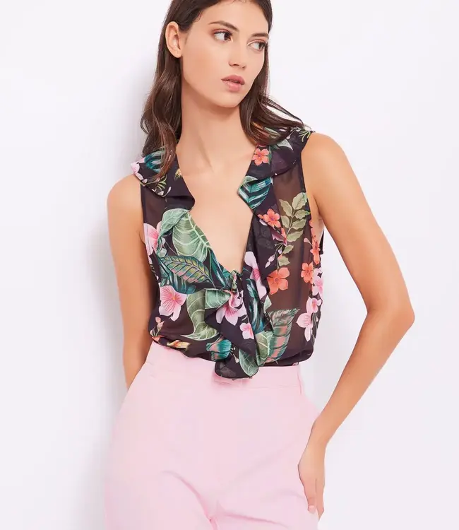 GAUDI Floral georgette top 411FD45020 Black