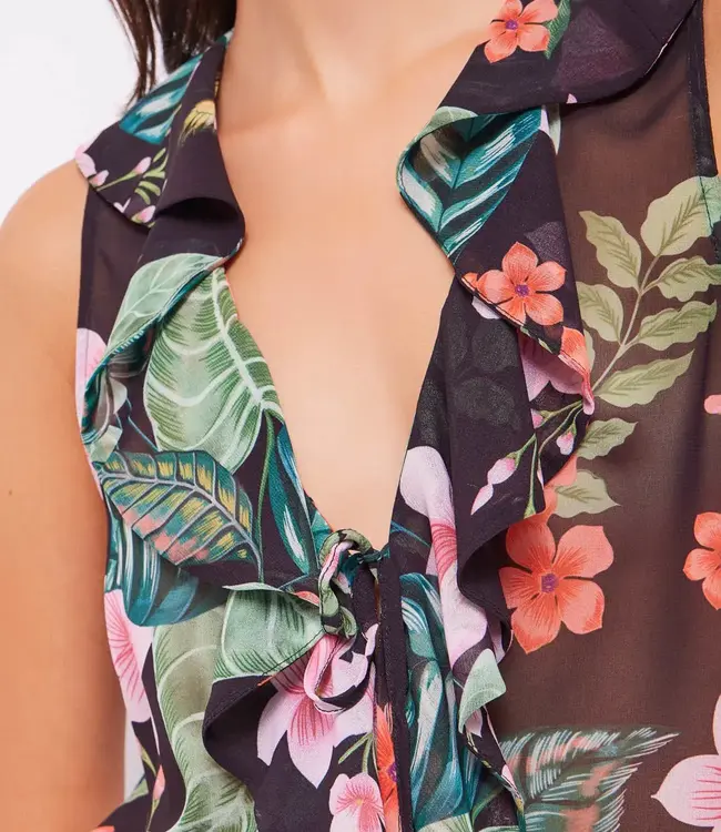 GAUDI Floral georgette top 411FD45020 Black