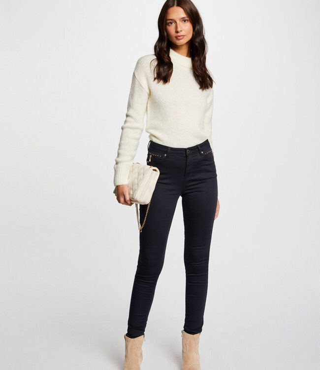 Morgan Skinny trousers with satin effect 241-Palou navy
