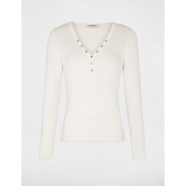 Morgan Long-sleeved jumper with buttons 241-Migno ecru