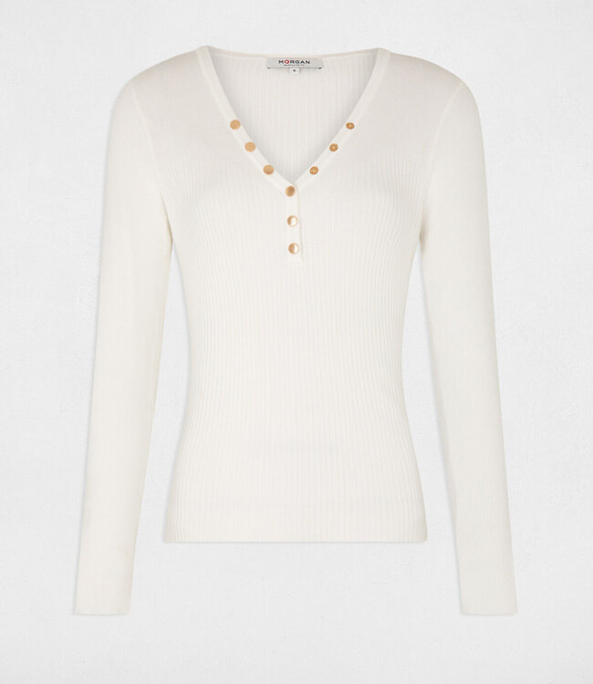 Morgan Long-sleeved jumper with buttons 241-Migno ecru