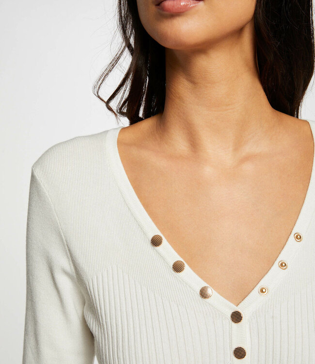 Morgan Long-sleeved jumper with buttons 241-Migno ecru