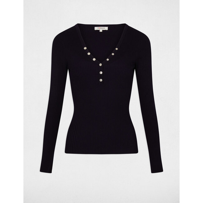 Morgan Long-sleeved jumper with buttons 241-Migno Navy