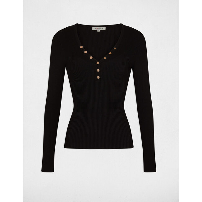 Morgan Long-sleeved jumper with buttons 241-Migno Noir