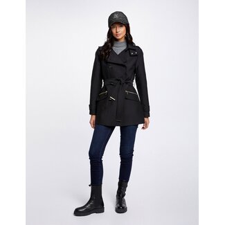 Morgan Waisted belted trenchcoat with hood 241-Gladia black