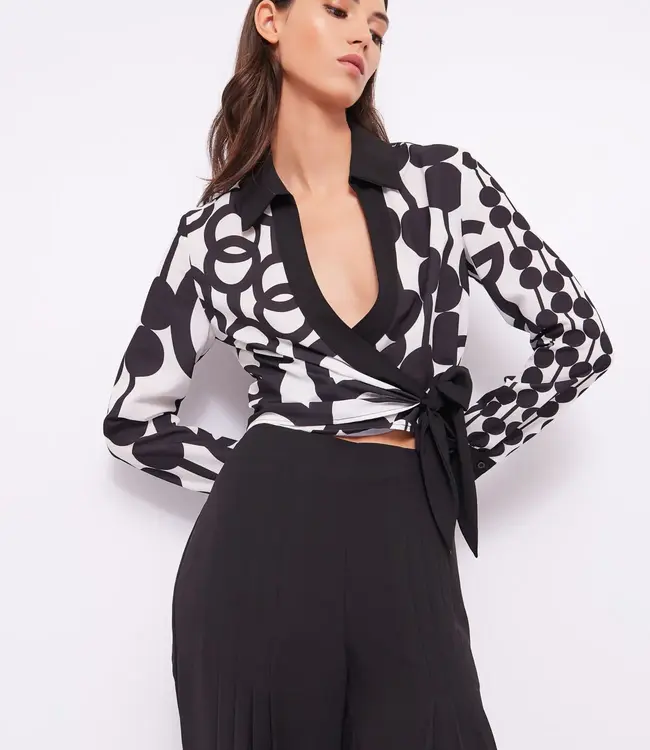 GAUDI Printed georgette blouse 411FD45015 Black/White