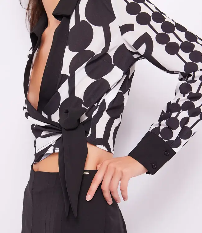 GAUDI Printed georgette blouse 411FD45015 Black/White