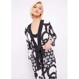 GAUDI Printed georgette kimono jacket 411FD45016 Black/White
