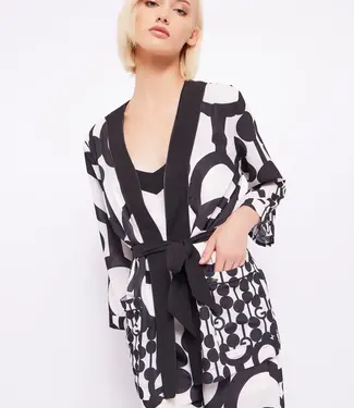 GAUDI Printed georgette kimono jacket 411FD45016 Black/White