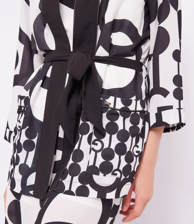 GAUDI Printed georgette kimono jacket 411FD45016 Black/White