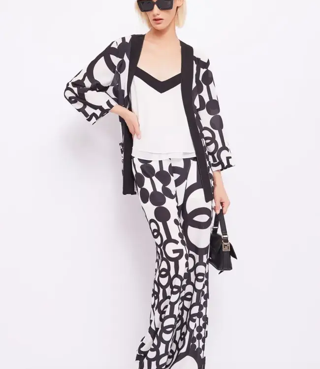 GAUDI Printed georgette kimono jacket 411FD45016 Black/White