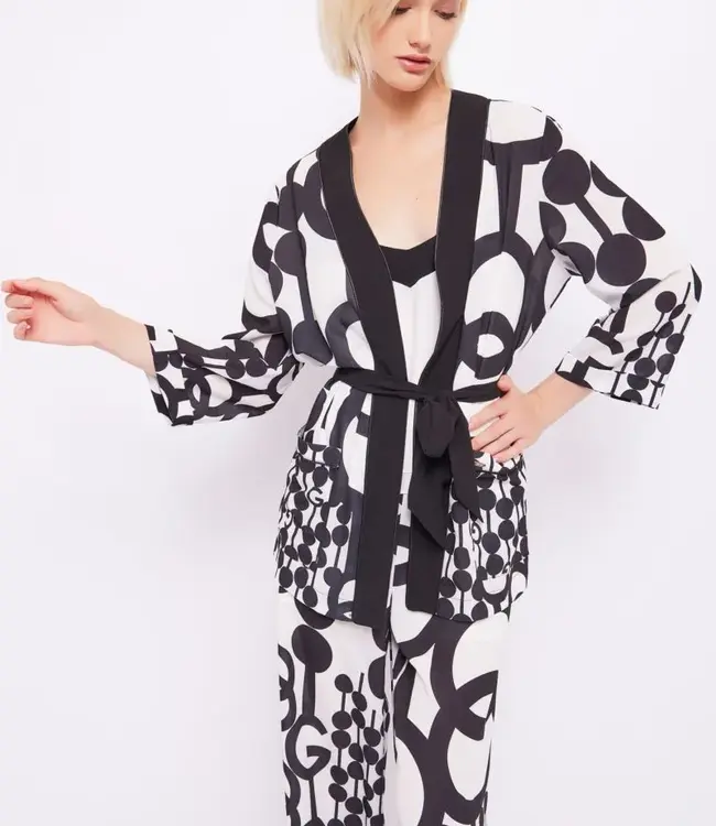 GAUDI Printed georgette kimono jacket 45016 Black
