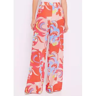 GAUDI Georgette trousers with floral prin FD25011